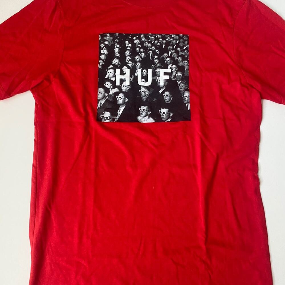 Huf Glasses Movie Theater tee Tshirt Red Small Skateboarding